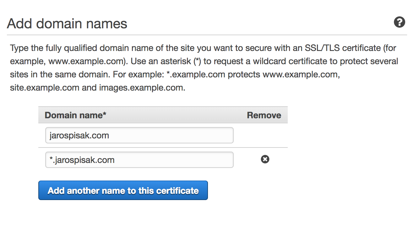 AWS Certificate Manager domain