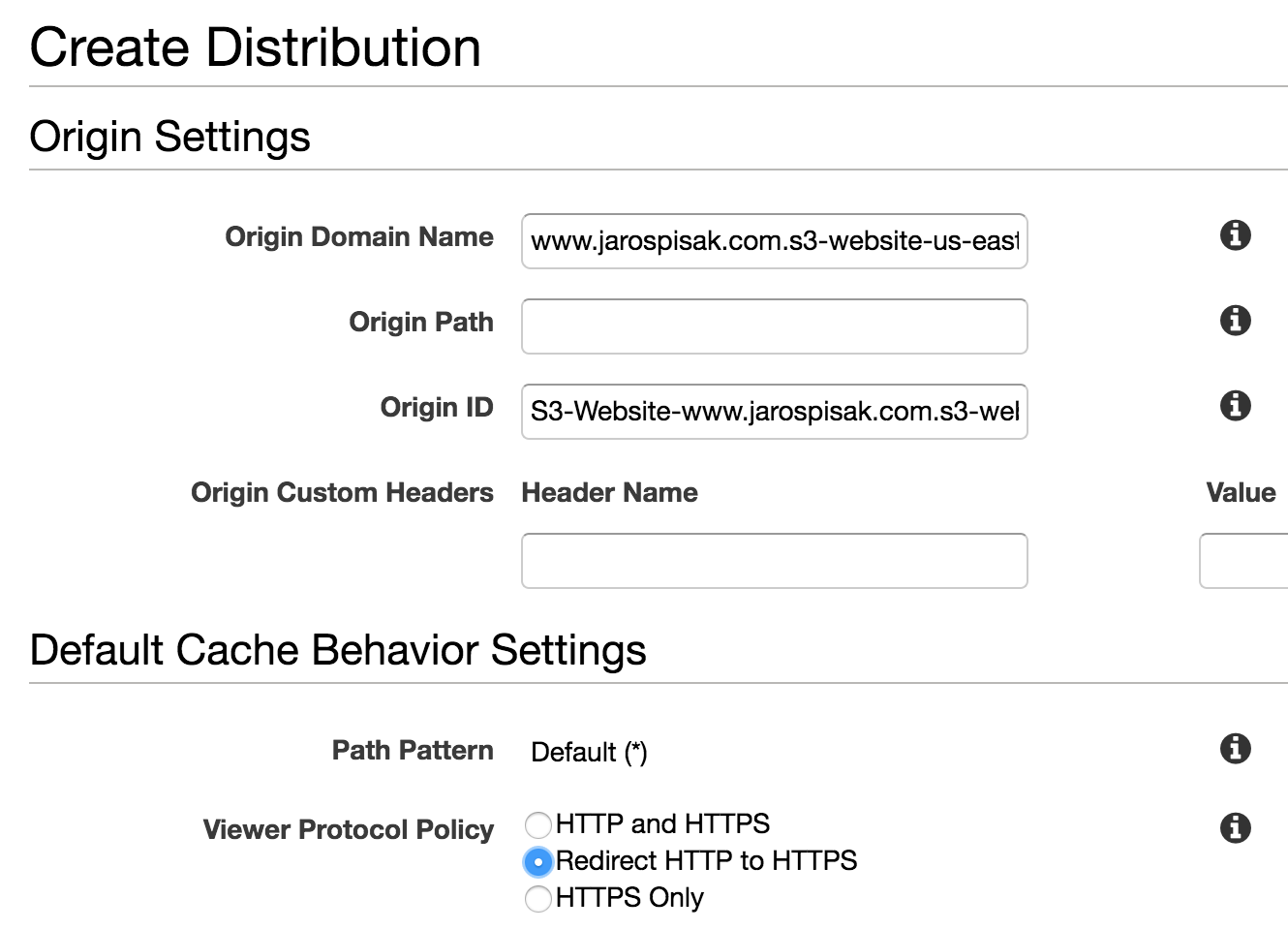 AWS CloudFront Distribution Settings